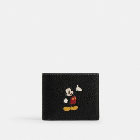 Coach Disney X Coach 3-In-1 Wallet In Regenerative Leather With Mickey Mouse - Preorder — Black