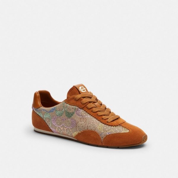 Coach Outlet Flat Sneaker In Crystal Signature Jacquard - Preorder