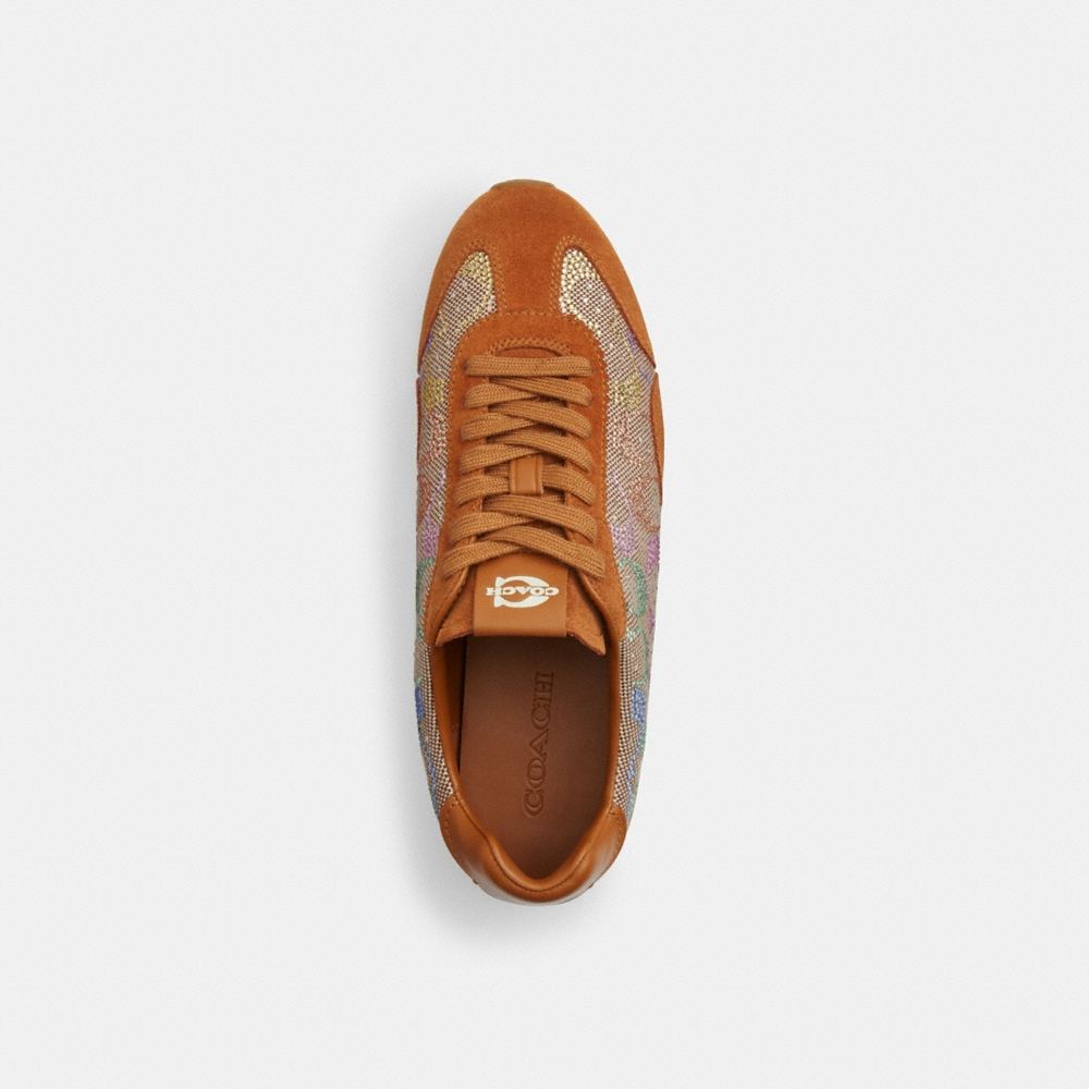 Coach Outlet Flat Sneaker In Crystal Signature Jacquard - Preorder