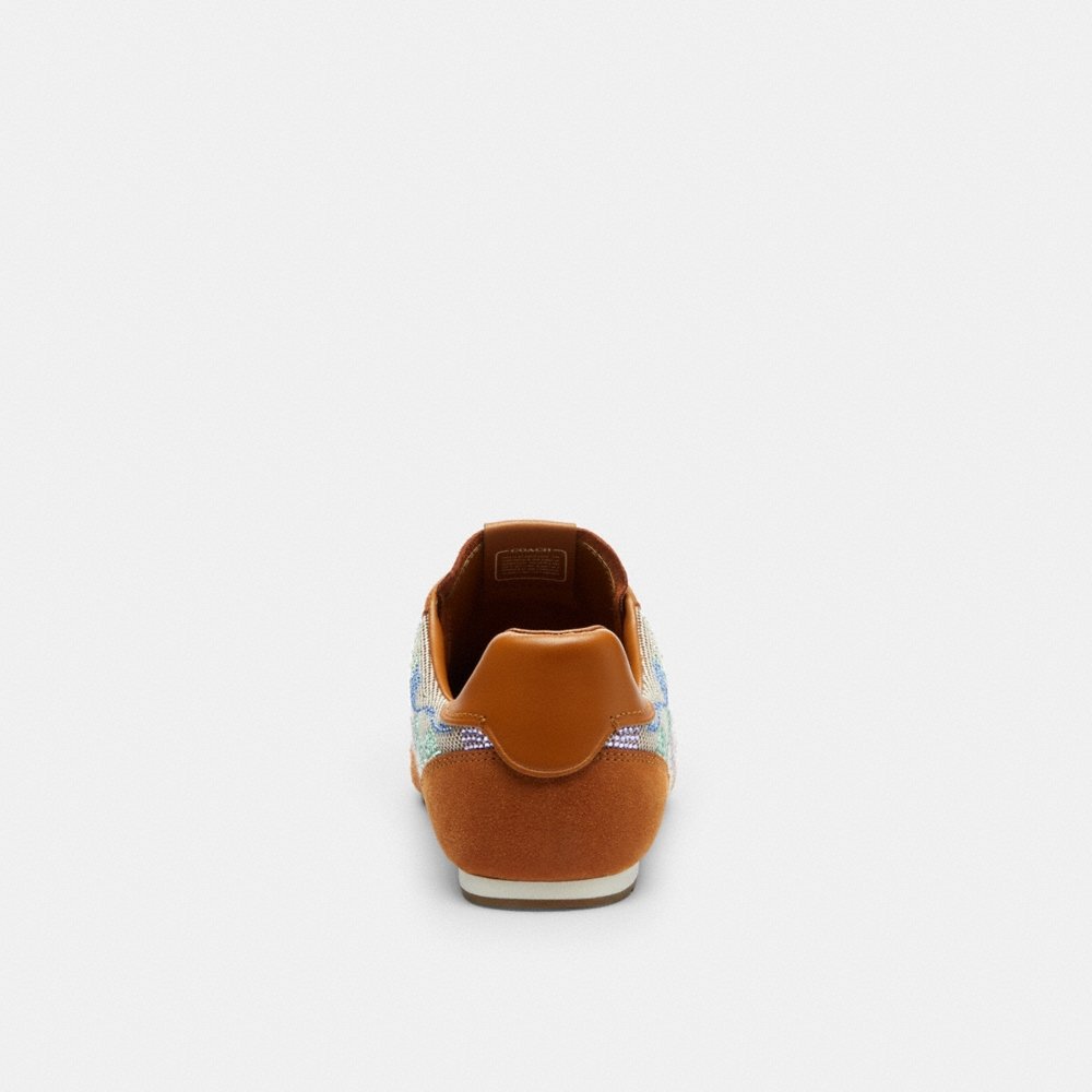 Coach Outlet Flat Sneaker In Crystal Signature Jacquard - Preorder