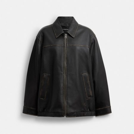 Coach Outlet Loved Oversized Leather Jacket - Preorder — Black