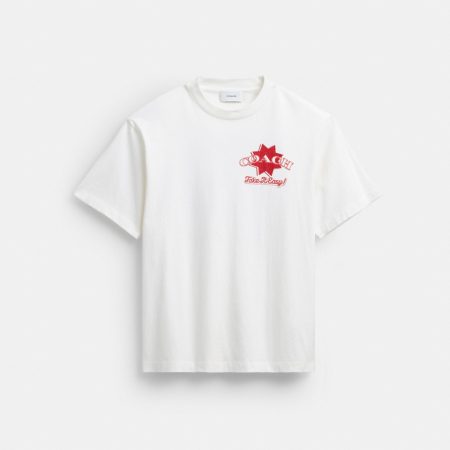 Coach Outlet Pizza Relaxed T-Shirt In Organic Cotton - Preorder — Vintage Ivory