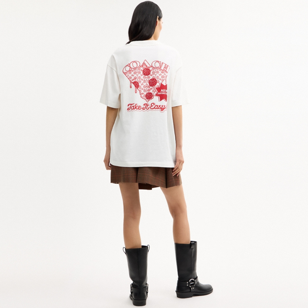 Coach Outlet Pizza Relaxed T-Shirt In Organic Cotton - Preorder