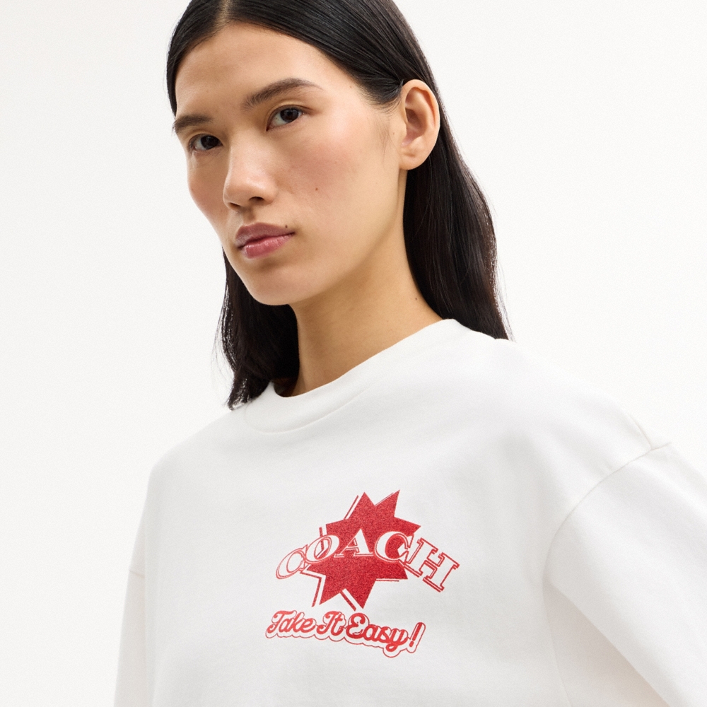 Coach Outlet Pizza Relaxed T-Shirt In Organic Cotton - Preorder