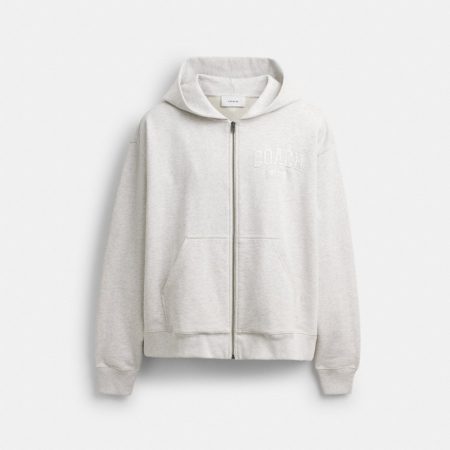 Coach Outlet Boxy Full Zip Hoodie - Preorder — Heather Grey