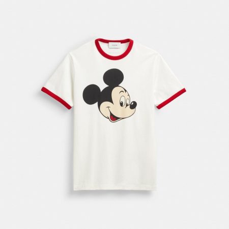 Coach Disney X Coach Mickey Graphic Ringer T-Shirt In Organic Cotton - Preorder — White