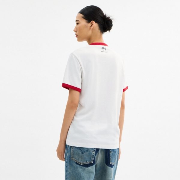 Coach Disney X Coach Mickey Graphic Ringer T-Shirt In Organic Cotton - Preorder