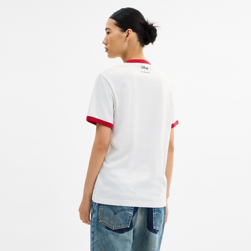 Coach Disney X Coach Mickey Graphic Ringer T-Shirt In Organic Cotton - Preorder