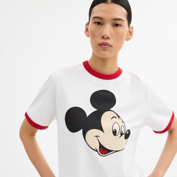 Coach Disney X Coach Mickey Graphic Ringer T-Shirt In Organic Cotton - Preorder