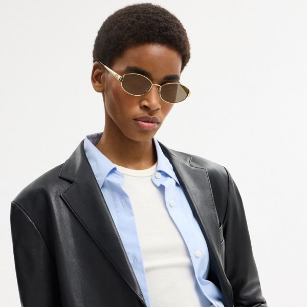 Coach C Hardware Metal Narrow Oval Sunglasses - Preorder