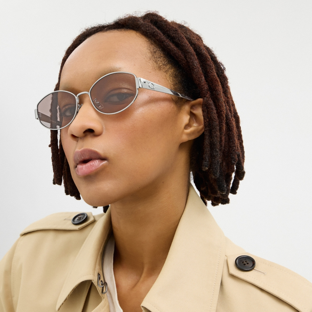 Coach C Hardware Metal Narrow Oval Sunglasses - Preorder