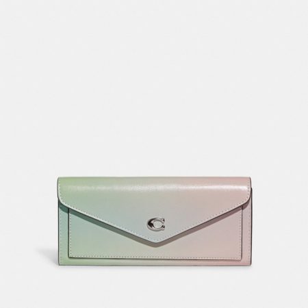 Coach Restored Wyn Soft Wallet With Ombré - Preorder — Silver/Pale Pistachio Multi