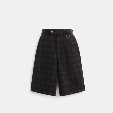 Coach Restored Signature Denim Shorts - Preorder — Black Signature Denim