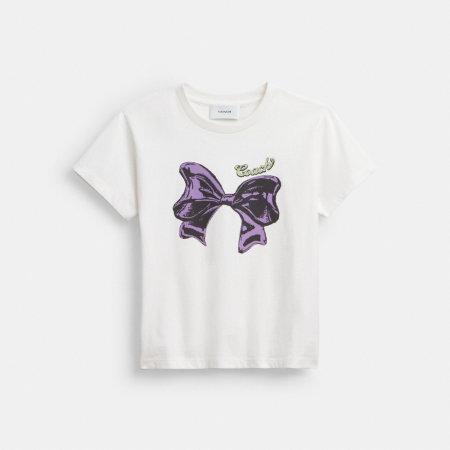 Coach Outlet Bow T-Shirt In Organic Cotton - Preorder — Vintage Ivory