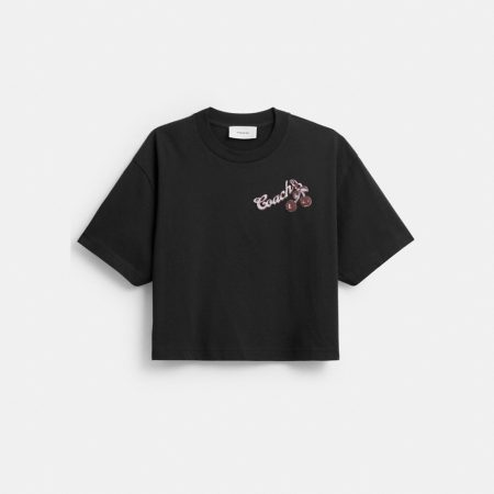Coach Outlet Charms Cropped T-Shirt In Organic Cotton - Preorder — Washed Black