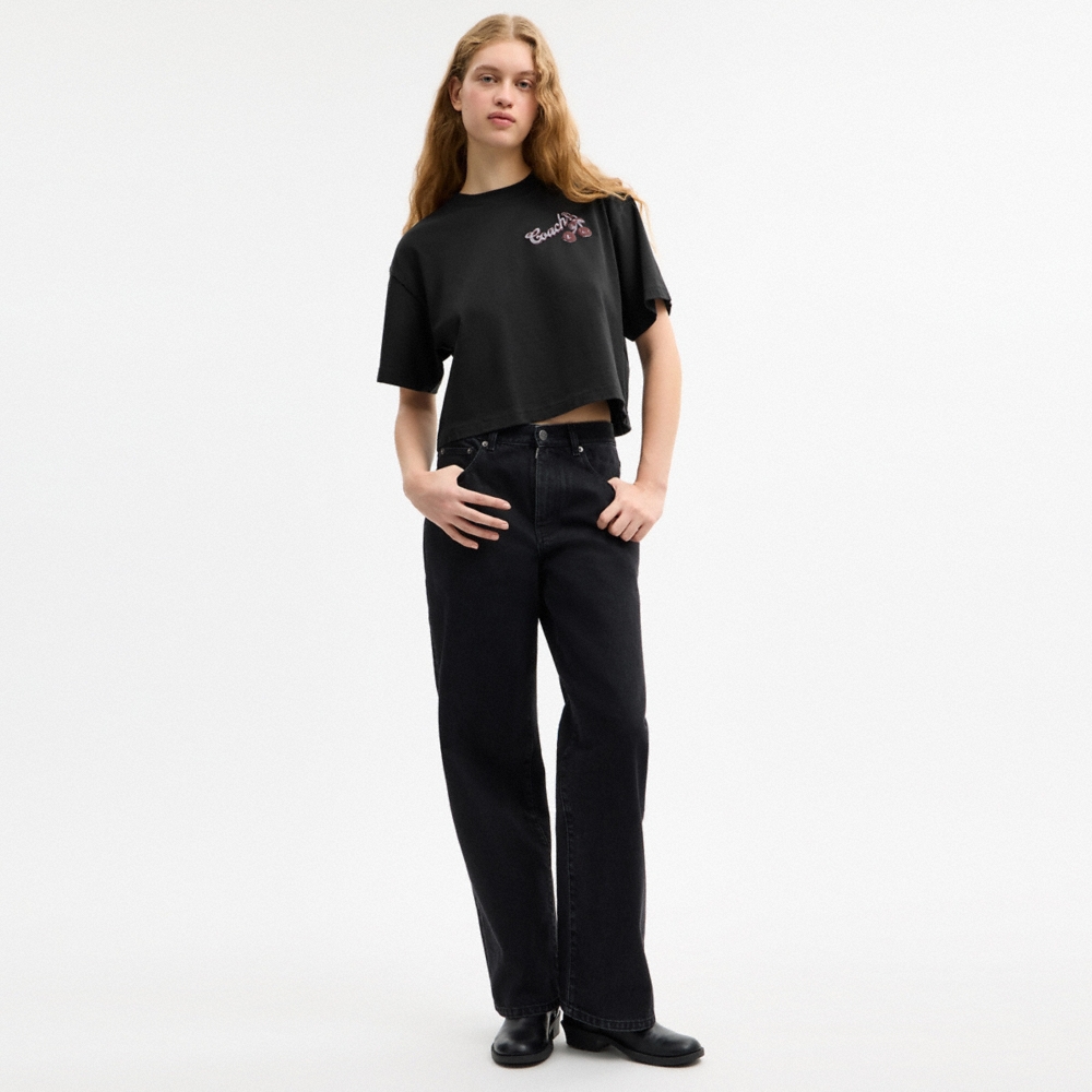 Coach Outlet Charms Cropped T-Shirt In Organic Cotton - Preorder