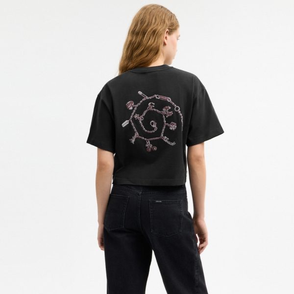Coach Outlet Charms Cropped T-Shirt In Organic Cotton - Preorder