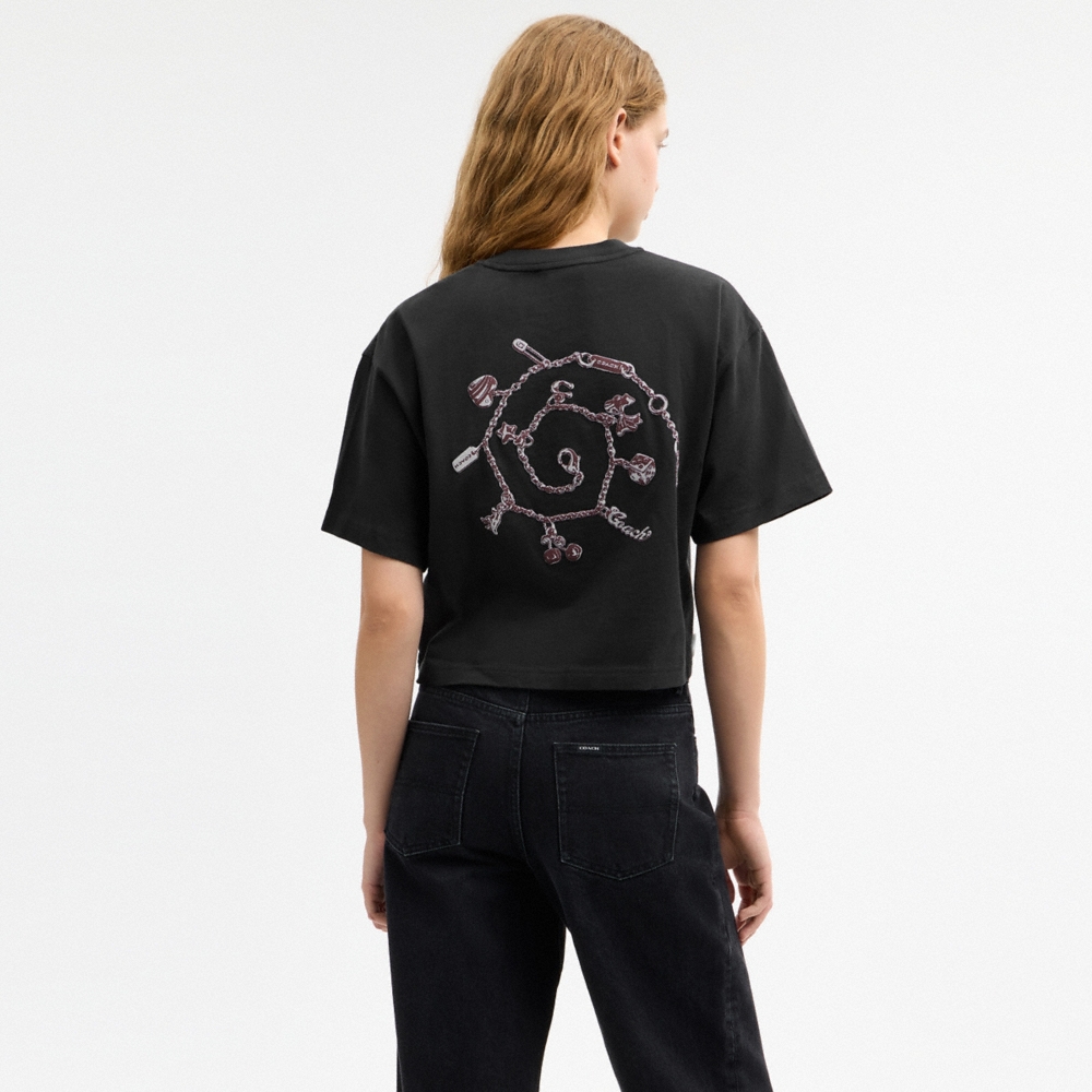 Coach Outlet Charms Cropped T-Shirt In Organic Cotton - Preorder