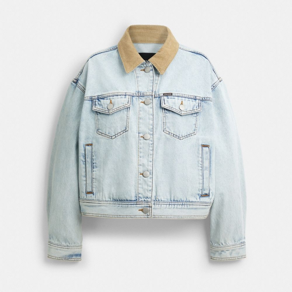 Coach Outlet Denim Jacket With Corduroy Collar In Organic Cotton - Preorder