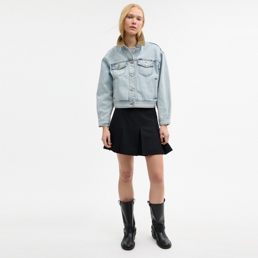 Coach Outlet Denim Jacket With Corduroy Collar In Organic Cotton - Preorder