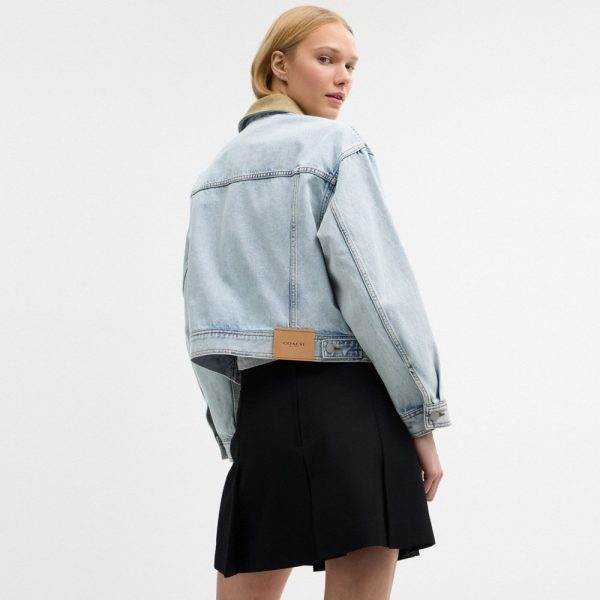 Coach Outlet Denim Jacket With Corduroy Collar In Organic Cotton - Preorder