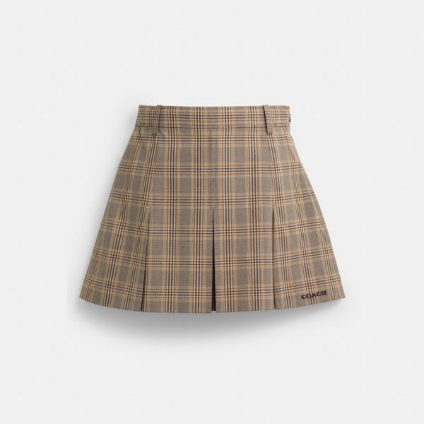Coach Outlet Pleated Plaid Skirt In Recycled Polyester - Preorder