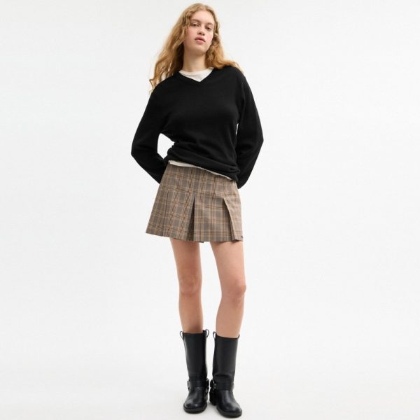 Coach Outlet Pleated Plaid Skirt In Recycled Polyester - Preorder