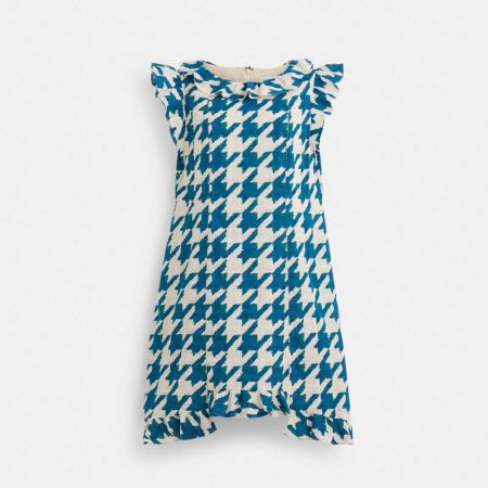 Coach Restored Printed Mid-Length Ruffle Dress - Preorder — Teal/Cream