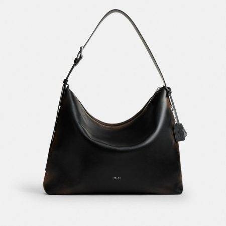 Coach Mott Messenger Bag In Loved Leather - Preorder — Black/Light Tan