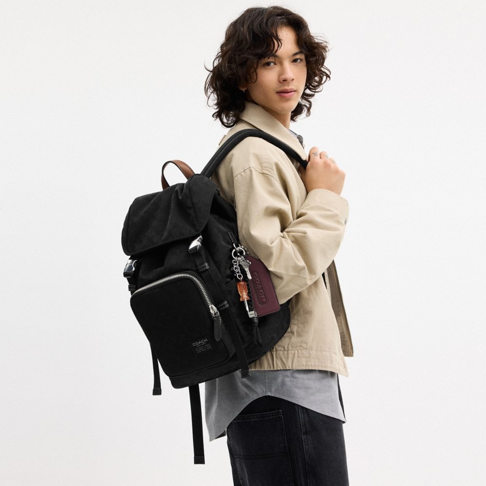 Coach Logan Backpack In Signature Nylon With Charms - Preorder