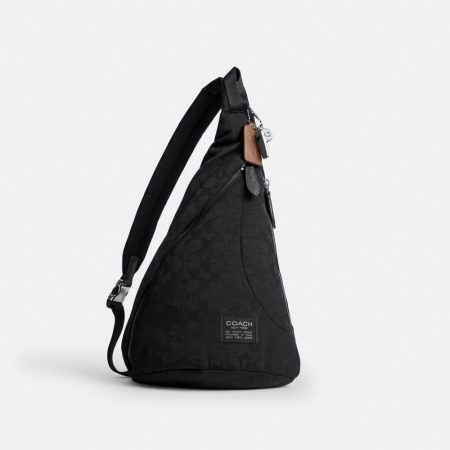 Coach Outlet Lachlan Sling In Signature Nylon - Preorder — Black