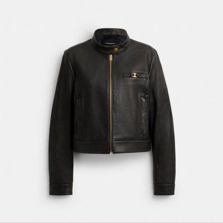Coach Outlet Loved Leather Heritage C Racer Jacket - Preorder — Black