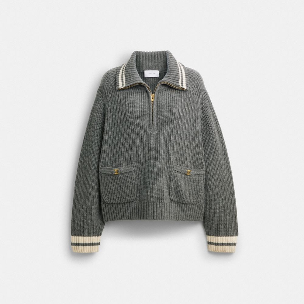 Coach Outlet Heritage C Quarter Zip Knit Polo - Preorder
