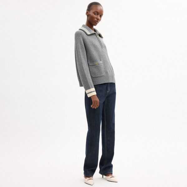 Coach Outlet Heritage C Quarter Zip Knit Polo - Preorder