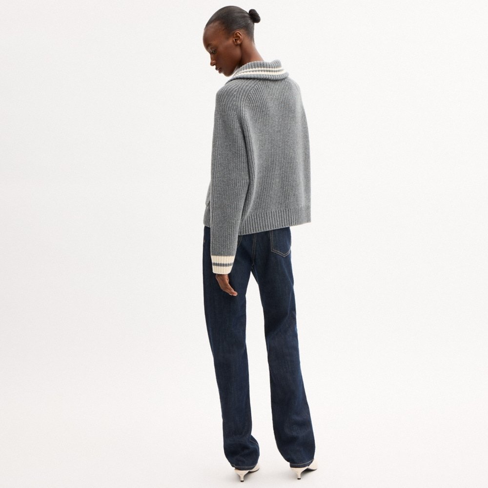 Coach Outlet Heritage C Quarter Zip Knit Polo - Preorder