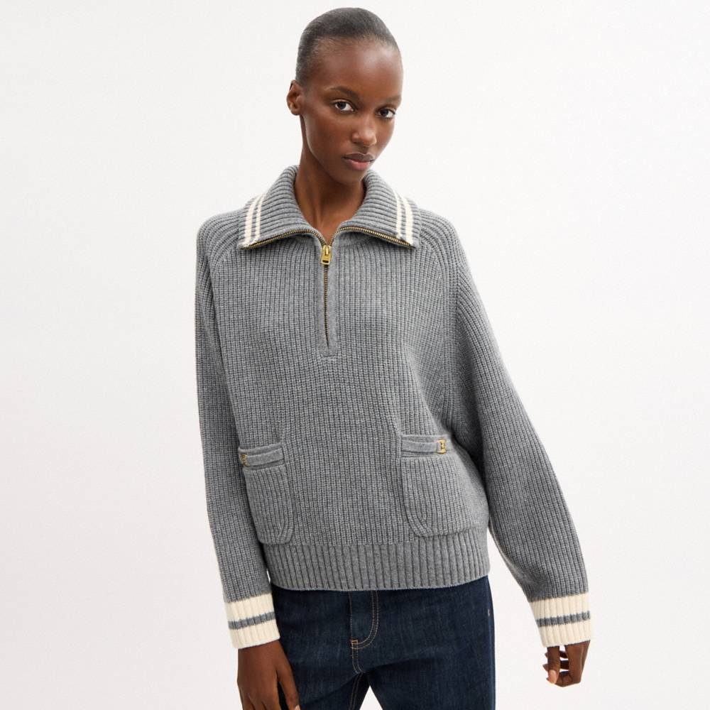 Coach Outlet Heritage C Quarter Zip Knit Polo - Preorder