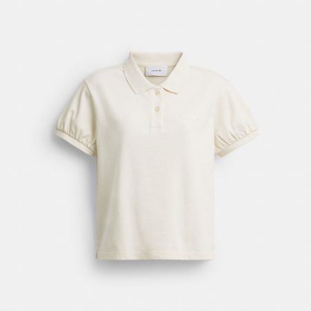 Coach Coach Script Shrunken Polo In Organic Cotton - Preorder — Cream