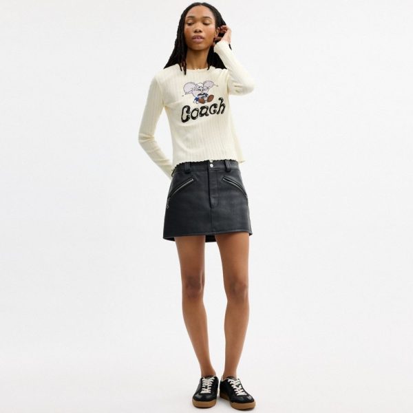 Coach Outlet Coach | Brain Dead Kachi Mouse Graphic Long Sleeve Pointelle Top - Preorder
