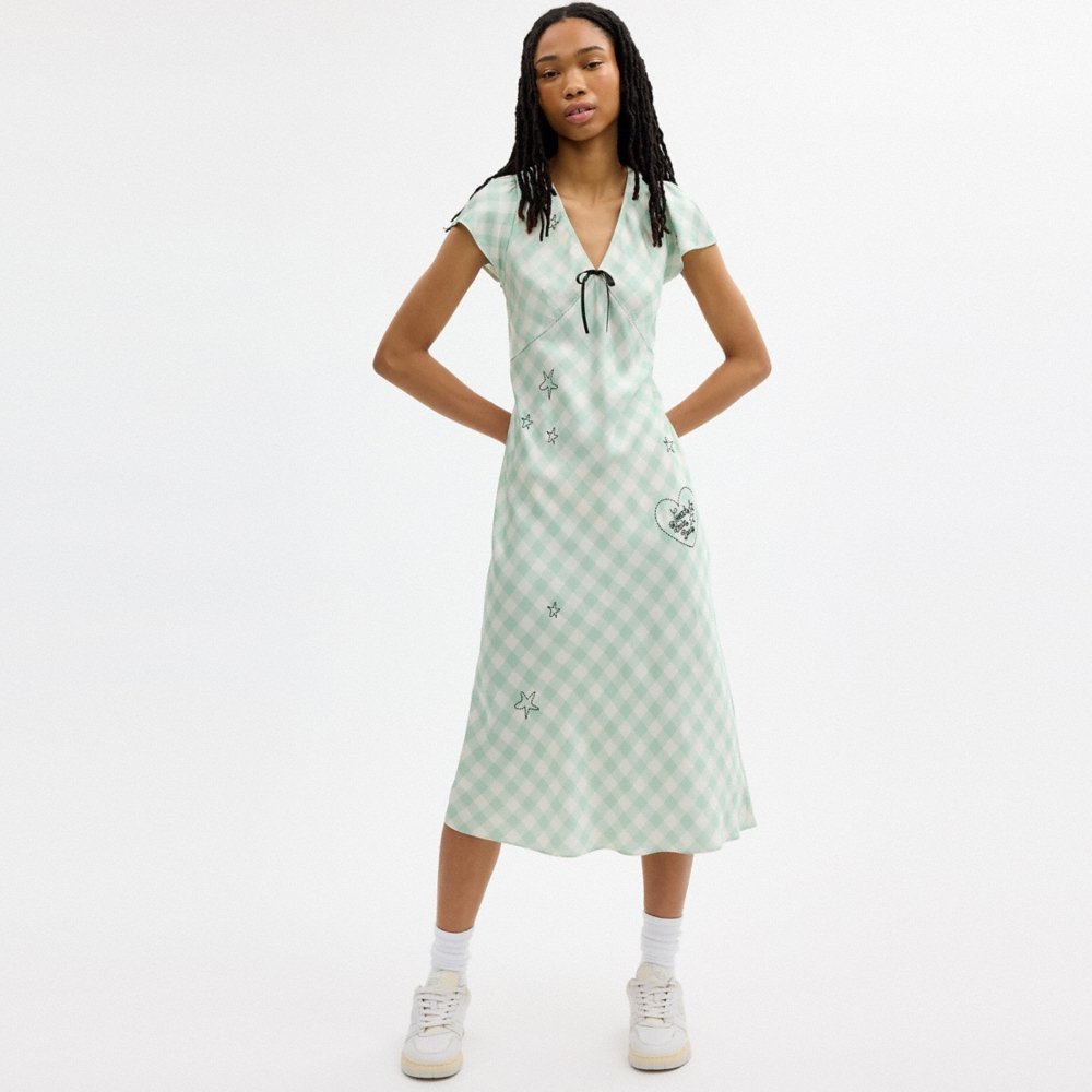 Coach Outlet Coach | Brain Dead Embroidered Gingham Dress - Preorder - Image 2