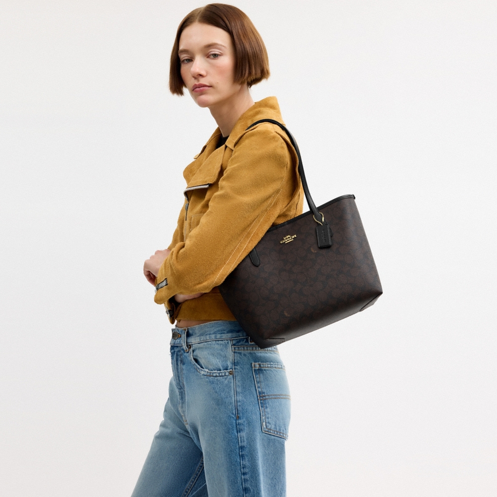 Coach Outlet Medium City Tote Bag In Signature Canvas - Preorder
