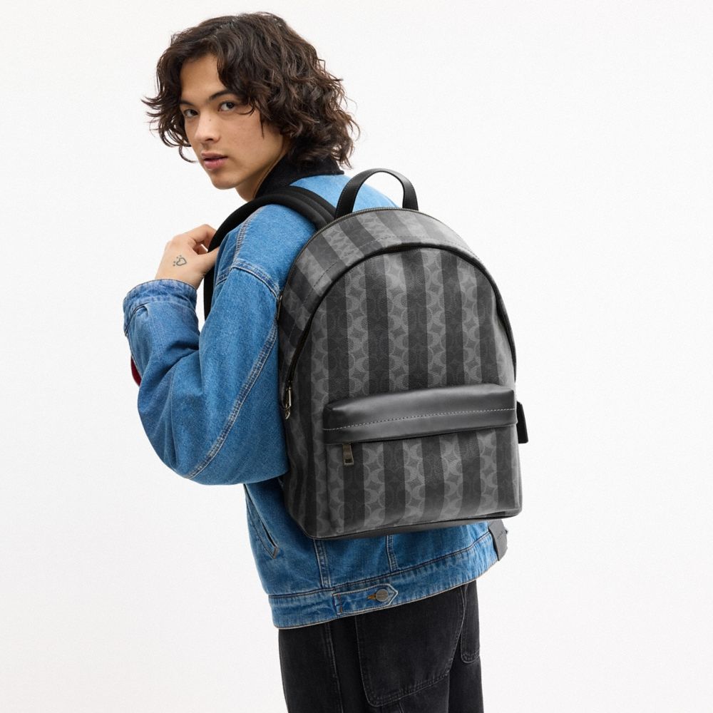 Coach Outlet Taylor Backpack In Signature Canvas With Stripes - Preorder