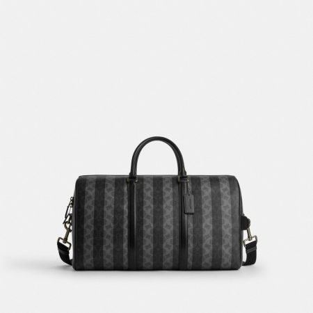 Coach Outlet Venturer Bag In Signature Canvas With Stripes - Preorder — Gunmetal/Black/Grey
