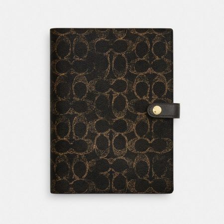 Coach Outlet Notebook In Loved Signature Canvas - Preorder — Brass/Brown