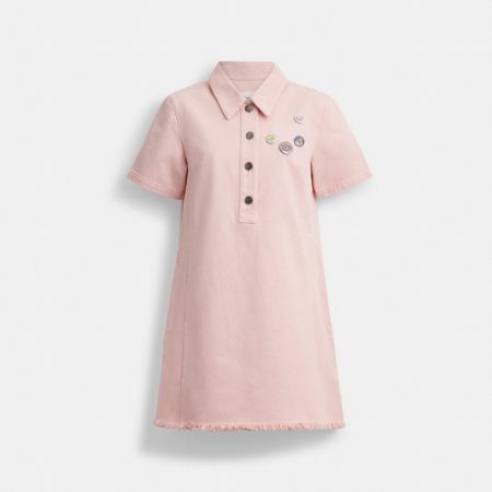 Coach Outlet Coach | Brain Dead Short Sleeve Denim Mini Dress - Preorder — Pink