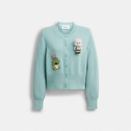 Coach Outlet Coach | Brain Dead Plush Character Cardigan In Organic Cotton - Preorder — Light Green