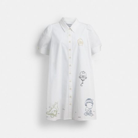 Coach Outlet Coach | Brain Dead Embroidered Shirt Dress - Preorder — White