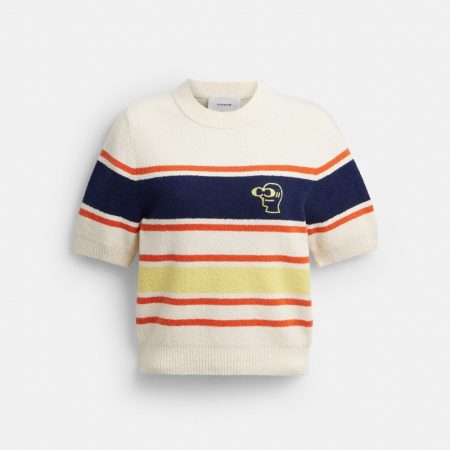 Coach Outlet Coach | Brain Dead Striped Knit Top - Preorder — Cream Multi