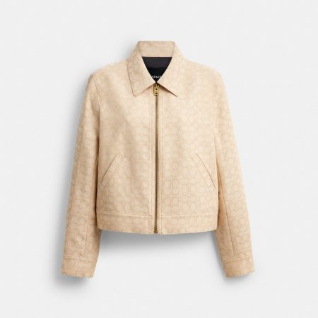 Coach Outlet Signature Zip Front Jacket - Preorder — Light Khaki
