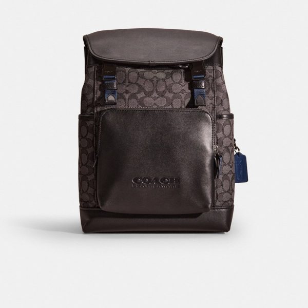 Coach Outlet Restored League Flap Backpack In Signature Jacquard - Preorder