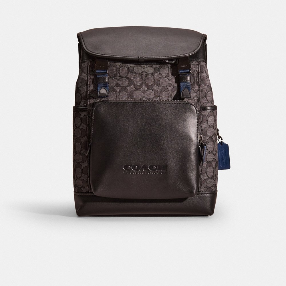 Coach Outlet Restored League Flap Backpack In Signature Jacquard - Preorder